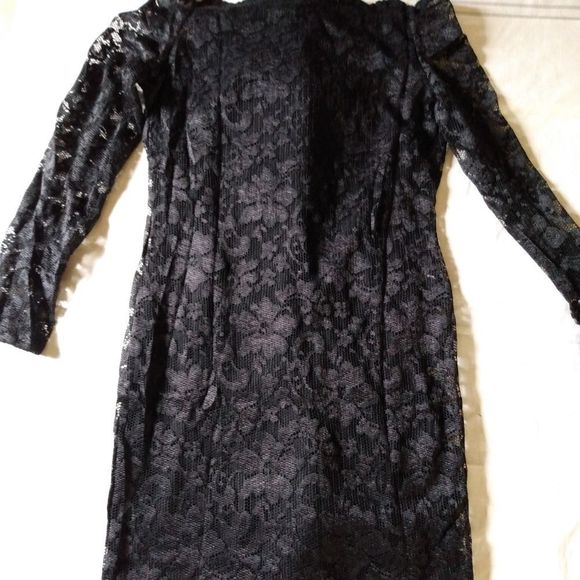 Women's Lace See Through Bodycon Mini Dress Black - Picture 4 of 12